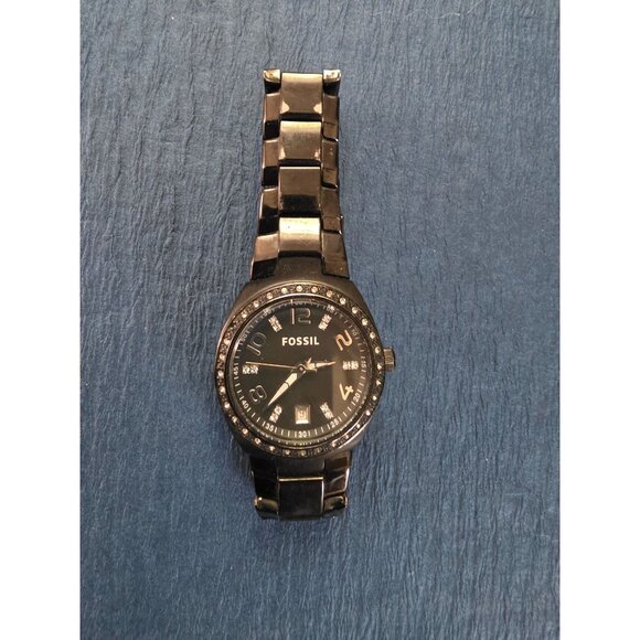 Fossil Black Stainless Steel Watch With Crystal Accents - Picture 1 of 4